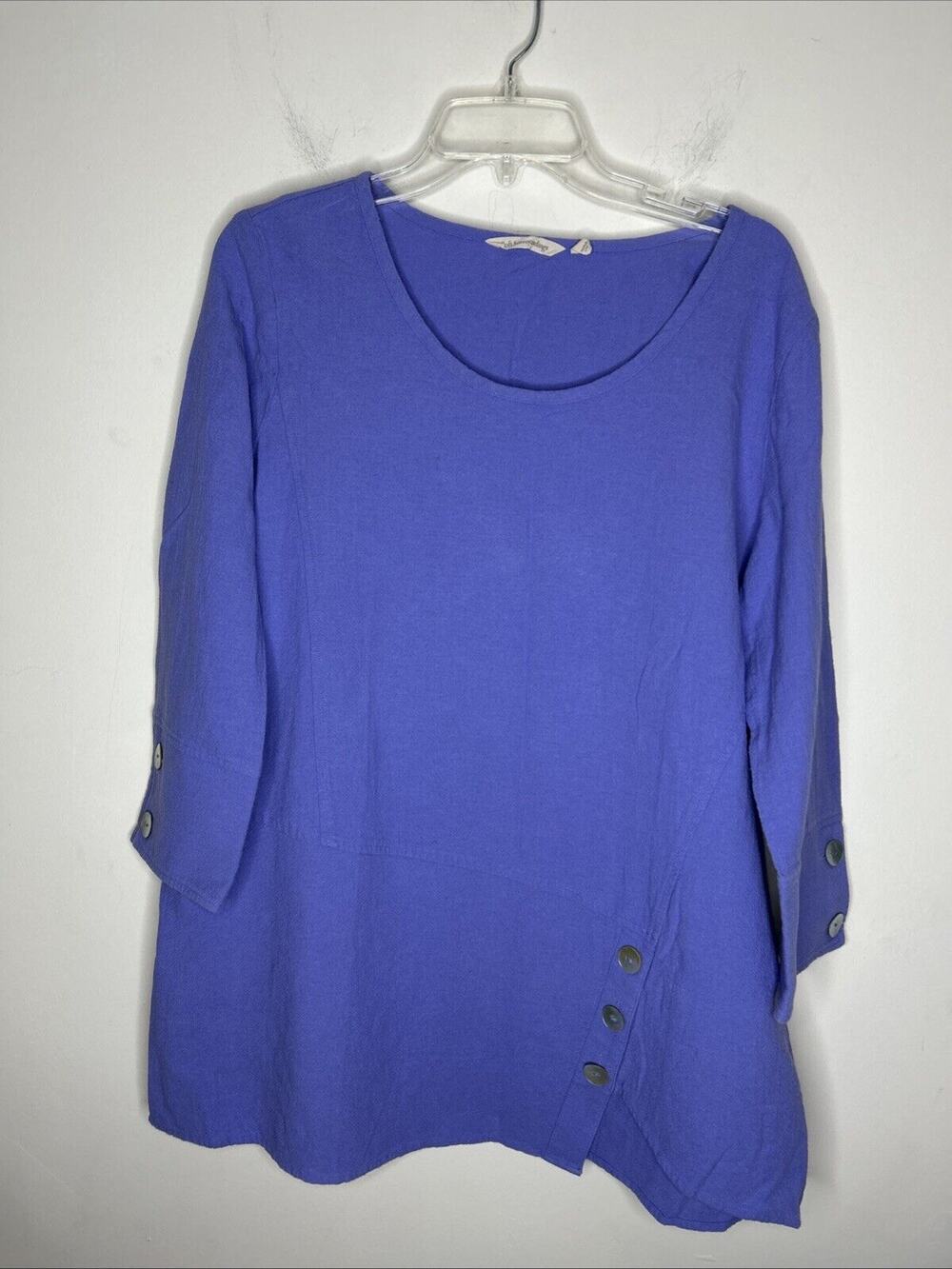 Soft Surroundings Women’s Tunic Shirt Large Purple Asymmetric Lagenlook Beachy